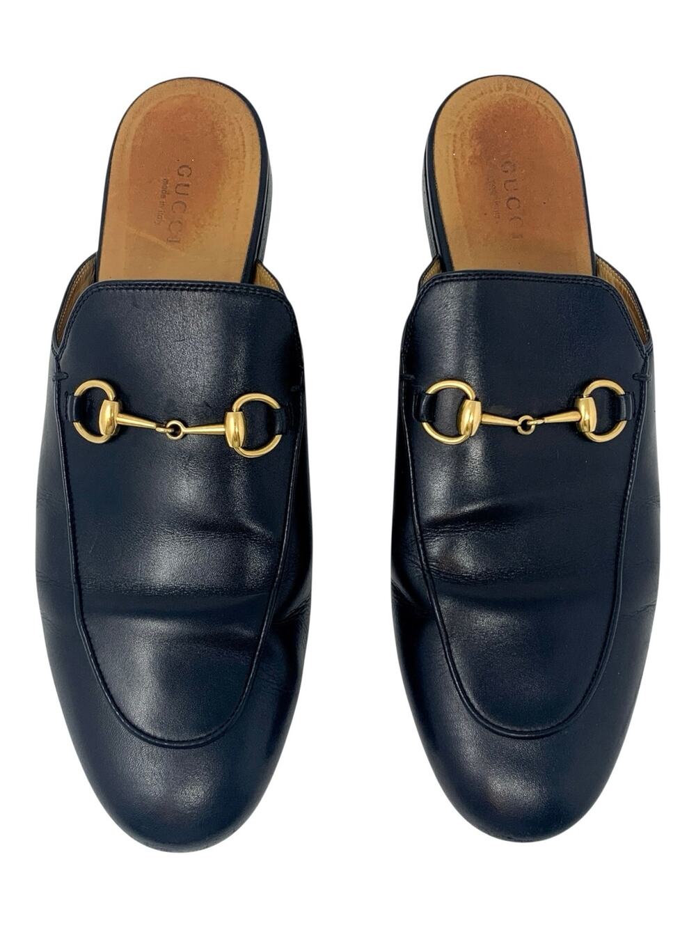 Gucci Princetown Black Leather Horsebit Mules Loafers 39.5